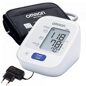 Тонометр автоматический OMRON M2 Basic с адаптером, универсальной веерообразной манжетой для окружности плеча 22-42 см, клинически апробированный медицинский прибор с индикатором аритмии